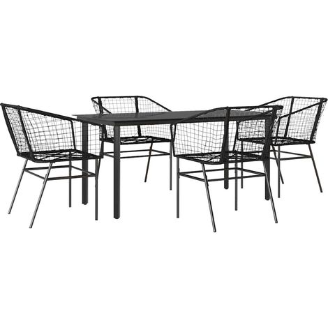 Maison Exclusive - Set Mobili da Pranzo per Giardino 5 pz Nero Polyrattan Vetro