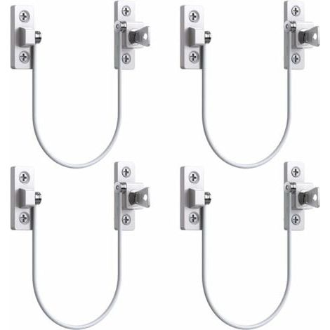 4 pezzi Limitatore di apertura per finestra, porta, finestra, porta, finestra, blocco di sicurezza in UPVC, blocco di sicurezza con cavo, blocco di sicurezza con chiave e viti --INHHUB (1/4)