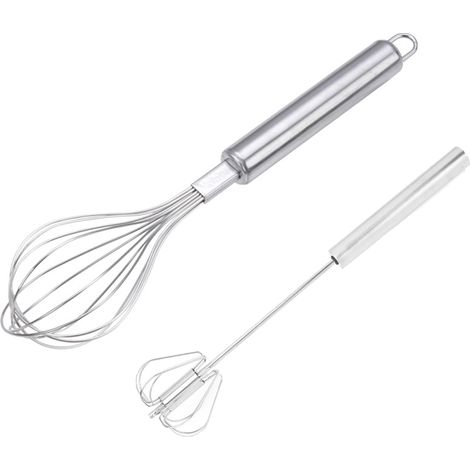 Fouet À Oeufs - En Acier Inoxydable - Forme Ballon - Poignée Ergonomique - Pour Cuisiner Et Préparer Des Pâtisseries - Lot De 2 (1/5)