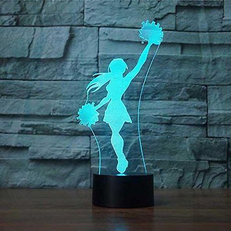 Lampe de table/bureau LED 3D Wekity, motif pom-pom girl, 7 couleurs changeantes, base plate en ABS acrylique, chargeur USB, décoration pour la maison, jouet, cadeau d'anniversaire ou de Noël pour enfa (1/2)