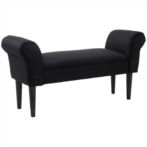 Table de chevet Banquette bout de lit rembourrée noir bois 102 x (1/5)