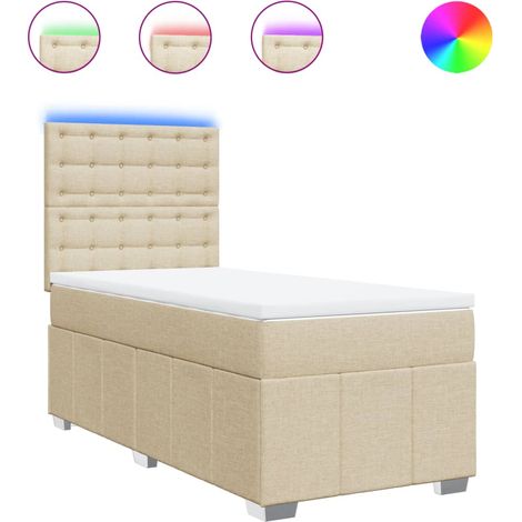 Maison Exclusive - Cama box spring con colchón tela color crema 8 (1/5)