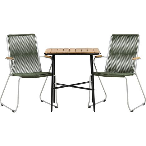 Ensemble Table de Jardin & 2 Chaises "Holmbeck & Matstolar" 74cm Naturel & Vert