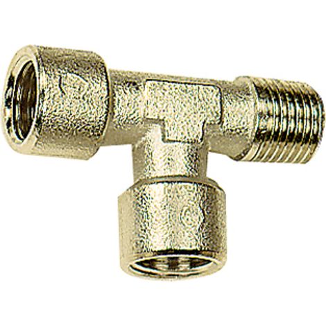 Riegler T-Stück, innen/innen/außen, G/R 3/8, SW 17, Messing vernickelt (1/3)