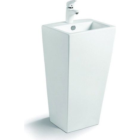 Lavabo monoblocco a terra rettangolare bianco 83.5cm Litos-75B kamalu