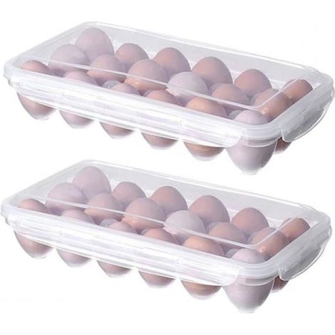 Lot de 2 boîtes à œufs, KkvoGmle, en plastique, 32 x 18 x 6,8 cm, transparentes