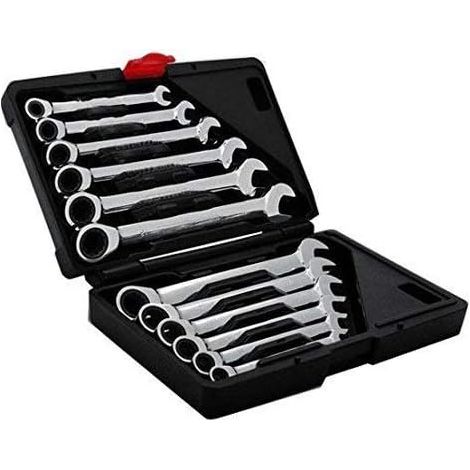 Juego de llaves de trinquete de 12 piezas, 8-19 mm, juego de llaves combinadas (modelo 2), llave de trinquete, llave de boca, llave de tubo