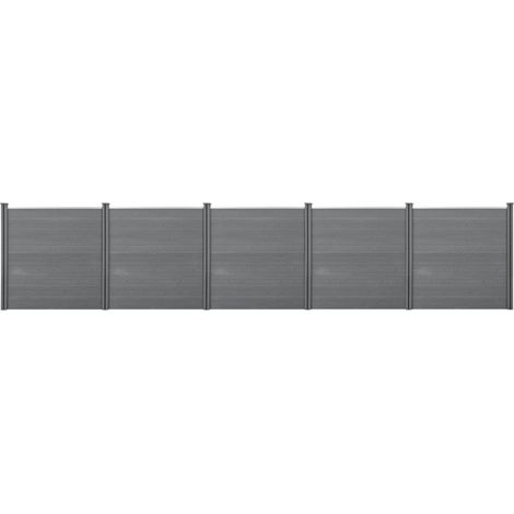 Clôture brise vue brise vent bois composite (WPC) 183 x 879 cm gris (1/5)