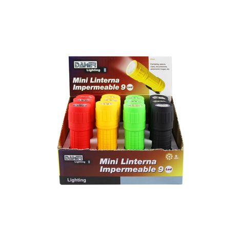 Pack de 12 uds (expositor) Mini linterna impermeable de 9 LEDs Electro DH 60.363 8430552125654 (1/2)
