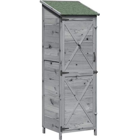 Chalet de jardin gris, 59,5 x 56 x 176,5 cm, bois d'ingénierie (1/5)