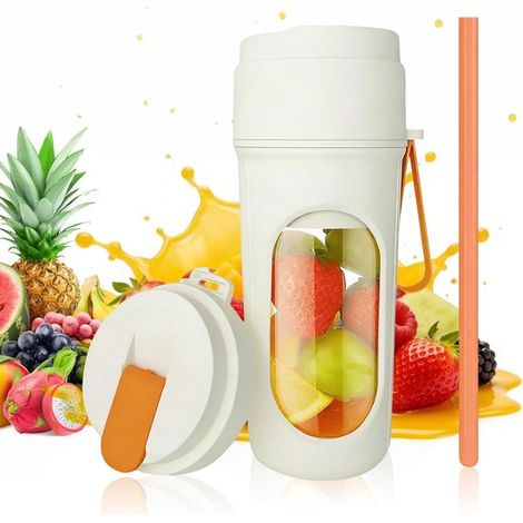 Batidora portátil inalámbrica para cremas con 12 cuchillas, tapa doble, Recargable por USB, C, para batidos y zumos naturales (1/5)