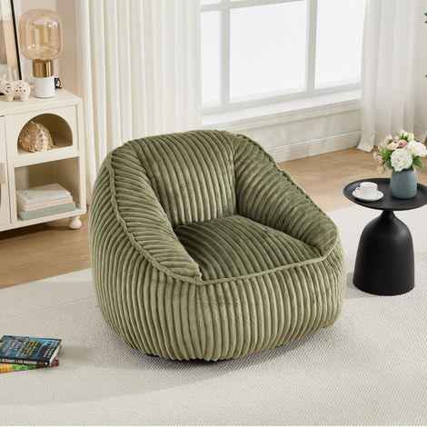 Fauteuil pouf 46x43x29 cm en tissu chenille vert, confortable et moderne pour salon FloraGrace (1/5)