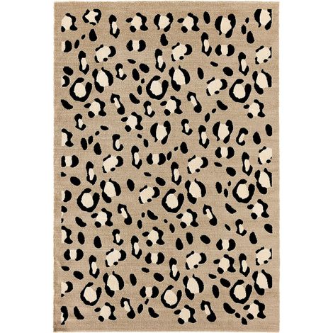 Tapis intérieur beige motif léopard tissé machine - 80 x 150 cm (1/5)