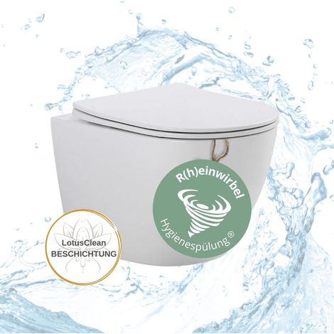 HGMBAD RIVA WC spülrandlos Hygiene-Spülung inkl. WC Sitz mit Absenkautomatik (1/5)