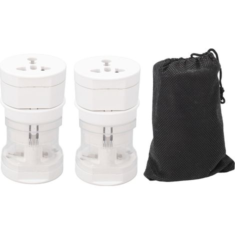 2 adaptateurs de voyage universels, boîtier isolant ABS, conception portable légère avec protection contre les surtensions 110‑250V (1/5)