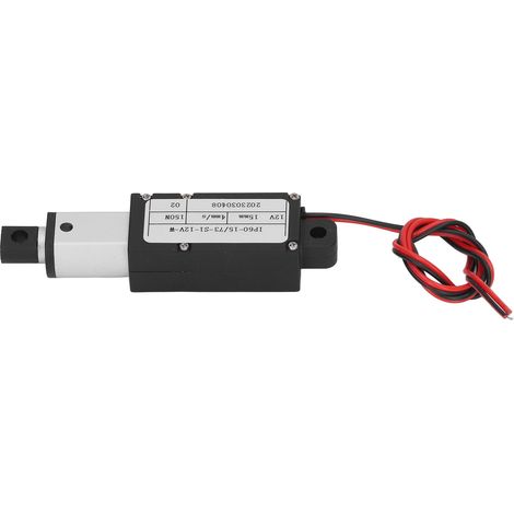 Actionneur linéaire miniature électrique 150 N en alliage d'aluminium, course de 15 mm, mini-actionneur de mouvement pour l'industrie, 12 V, IP60WR (1/5)