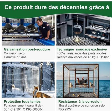 Amagabeli Galvanisé Mailles Carrées Fil Épais 0,9mm Maille 0,4M X 5M, Mailles 12,7mm Grillage Soudé Pour poulailler, 0,4 x CLOTURE (1/5)