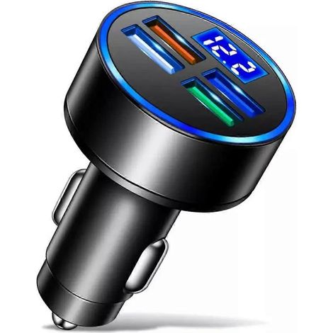 Chargeur allume-cigare USB Type C 5 en 1 à charge rapide 15 W 3,1 A avec affichage de la tension (1/5)