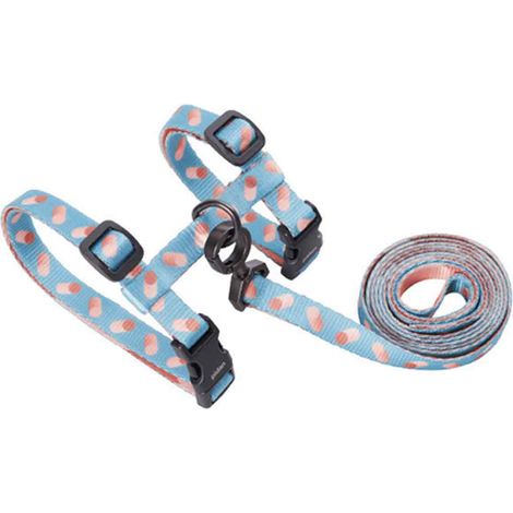Harnais pour chat (bleu) anti-fugue - Harnais ajustable pour chatons de toutes tailles, léger et doux, idéal pour les promenades et les voyages. (1/5)