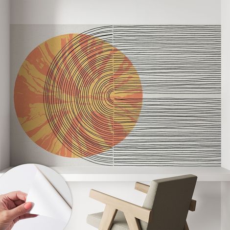 Papier peint adhésif décoratif pour salon chambre et cuisine Facile à poser avec colle Cercle avec des lignes 104x70 cm (1/5)
