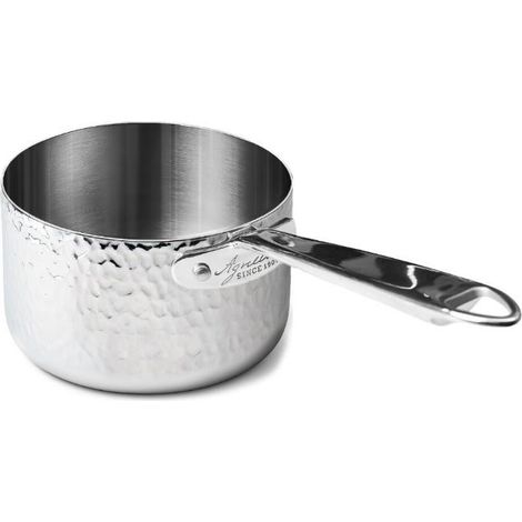 AGNELLI Casseruola Alta Martellato Aluinox 3 Ply 16x12 Cm con 1 Maniglia in Acciaio Inox (1/2)