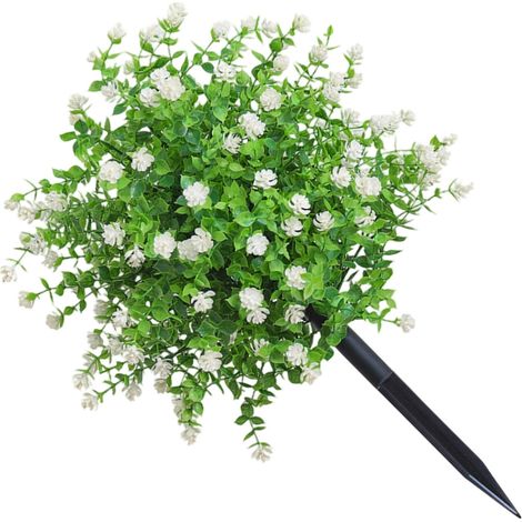 Fleur de plante verte artificielle avec piquet au sol pour-Blanc (1/2)