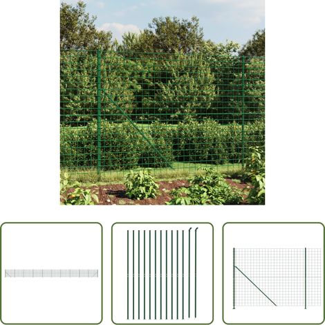 vidaXL Clôture en acier - Clôture en treillis métallique avec bride vert 1,4x25 m (1/5)