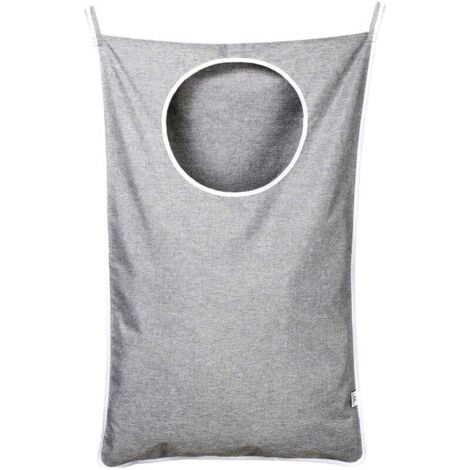 FENOPLASTICAPanier à linge suspendu avec porte réglable en acier inoxydable 2 crochets à ventouse, idéal pour ranger les vêtements sales et économiser de l'espace, gris (1/4)
