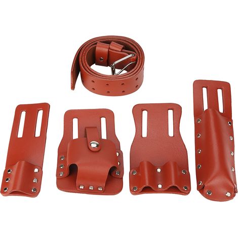 5-in-1 Werkzeuggürteltasche aus Leder für Gerüstbau, inklusive Halterung für Wasserwaage, Schraubenschlüssel und Hammer (1/5)