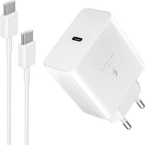 45W Chargeur USB C,Secteur Charge Rapide Type C pour Samsung Galaxy S26/S25/S24/S23/S22/S21/S20/Ultra/Note 20/S10/S9,A54,Z Fold/Z Flip/Tab,Prise Secteur USBC Adapteur Mural avec 3M Câble,Blanc (1/5)