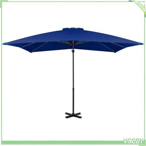 Parasol de jardin en porte-à-faux - FAFEICY - 46987 - Carré 250x250 cm - Bleu azuré - Mât aluminium, inclinaison 360° (1/5)