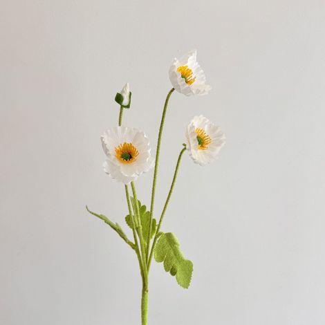 Fleurs artificielles de coquelicot haut de gamme, ultra-réalistes – 10 pièces blanches pour décoration de mariage, intérieur et compositions florales