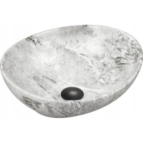 Lavabo cerámico sobre encimera, 40,5x33x14 cm, Gris (1/2)