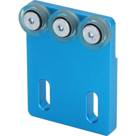 Roulette d'appui supplémentaire pour bandeuse à chant sans déport plaque étroite aluminium PU 3 galets 6,5 cm vis écrous rondelles (1/5)