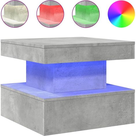 Maison Exclusive - Couchtisch mit LED-Leuchten Betongrau 50x50x40