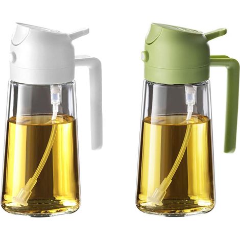Pulverizador de aceite de 16 oz para cocinar aceite - Botella de aceite de oliva de 470 ml - Dispensador de aceite y pulverizador de aceite 2 en 1 - Aparatos de cocina para cocinar, ensaladas y parril (1/5)