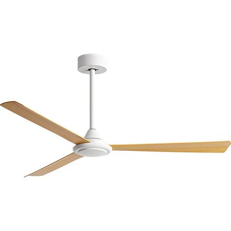 Ventilateur de plafond 112 cm sans lumière, 3 pales, moteur DC réversible, 6 vitesses, Commande par interrupteur mural, Effet bois (1/3)