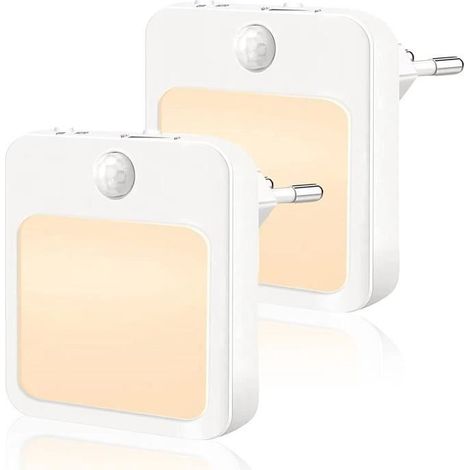 Pack de 2 Veilleuse LED Prise Electrique avec 3 Modes d\'éclairage avec Detecteur Mouvement pour Chambre, salle de bain, Cuisine (1/4)