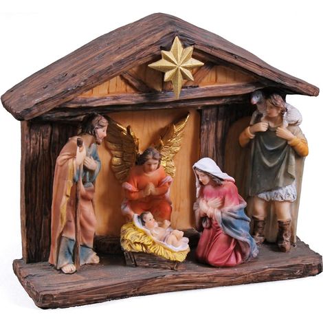 Presepe natività in resina con LED, 18x6x16 cm (kit da 3) (1/2)