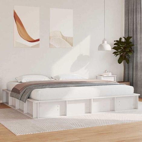 Bettrahmen Weiß 180 x 200 cm Massives Kiefernholz