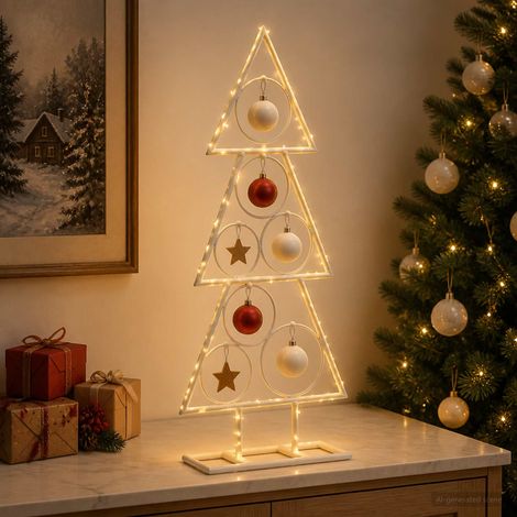 vidaXL Albero di Natale in metallo KUOPIO 60 cm Acciaio Bianco (1/5)