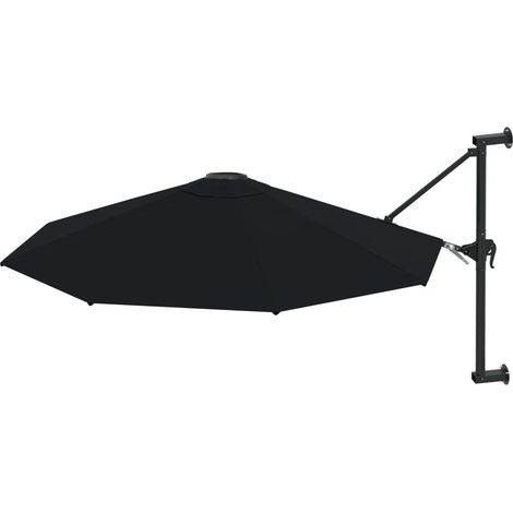 Parasol de jardin,Parasol mural avec mât en métal 300 cm Noir CFW93149 (1/5)