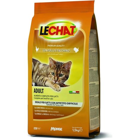 CROCCANTINI PER GATTI 'LE CHAT' pollo e tacchino - kg 1,5 - MONGE