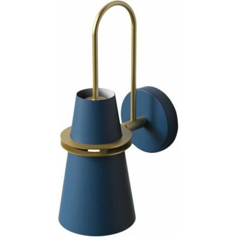 Applique murale en corne colorée , Luminaire Mural en Métal Moderne Nordique E27, Lampe murale en laiton de style industriel pour salon de chambre à coucher d'allée de restaurant - Bleu