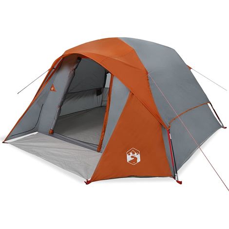 vidaXL Tienda de campaña familiar 6 personas impermeable gris naranja (1/2)