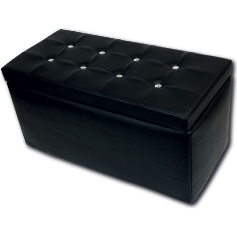 Baule Cassapanca Pouf Contenitore in Similpelle Silvia Nero (1/2)