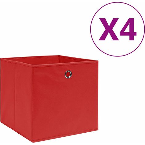 Boîtes de rangement 4 pcs-Coffre de rangement-Stockage Rangement Tissu intissé 28x28x28 cm Rouge 505799 (1/5)