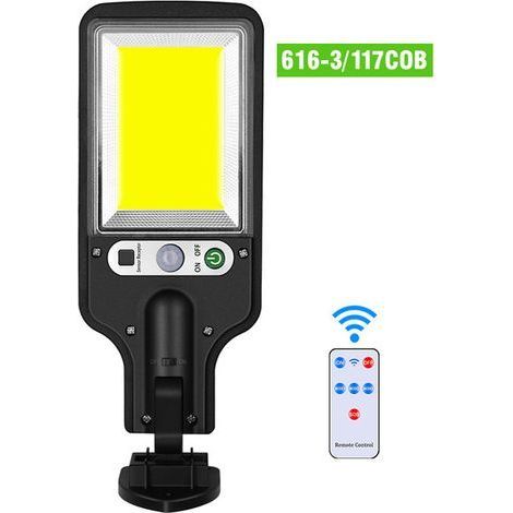Éclairage solaire extérieur, applique murale LED à détecteur de mouvement avec télécommande, étanche, modèle 616-3 (télécommande).-AquaForge (1/5)