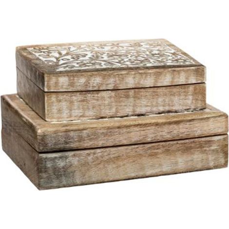 Lot de 2 Boîtes de Rangement "Ritual" 25cm Naturel (1/5)