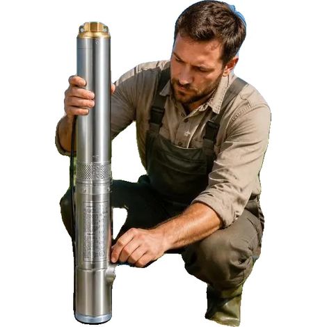 Bomba para pozo profundo, caudal de 105 l/min, protección IP68, color plata. (1/2)
